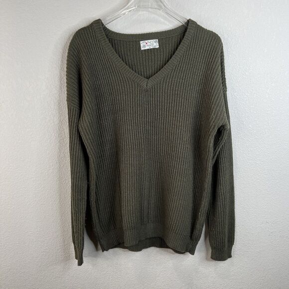 Poof Apparel Women's Long‎ Sleeve Sweater Military Green Size M - Picture 1 of 15